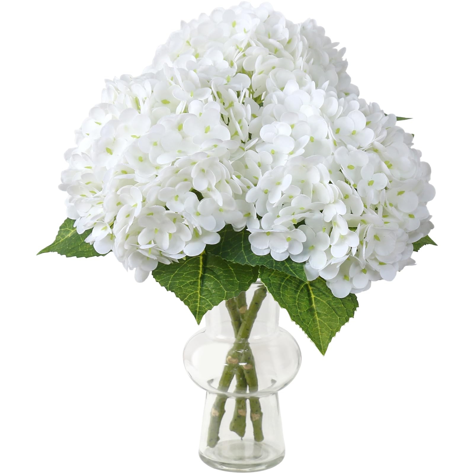 3Pcs White Hydrangea Artificial Flowers,21″ Full Large Faux Hydrangea Flowers…