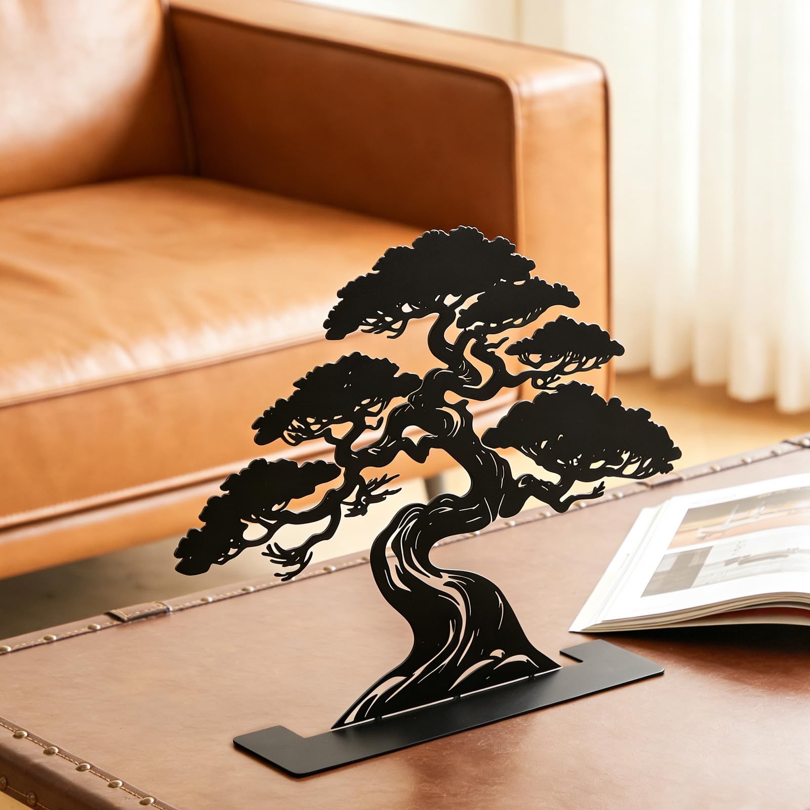Metal Bonsai Tree Table Top Decor, Metal Bonsai Sculpture, Pine Tree Tabletop…
