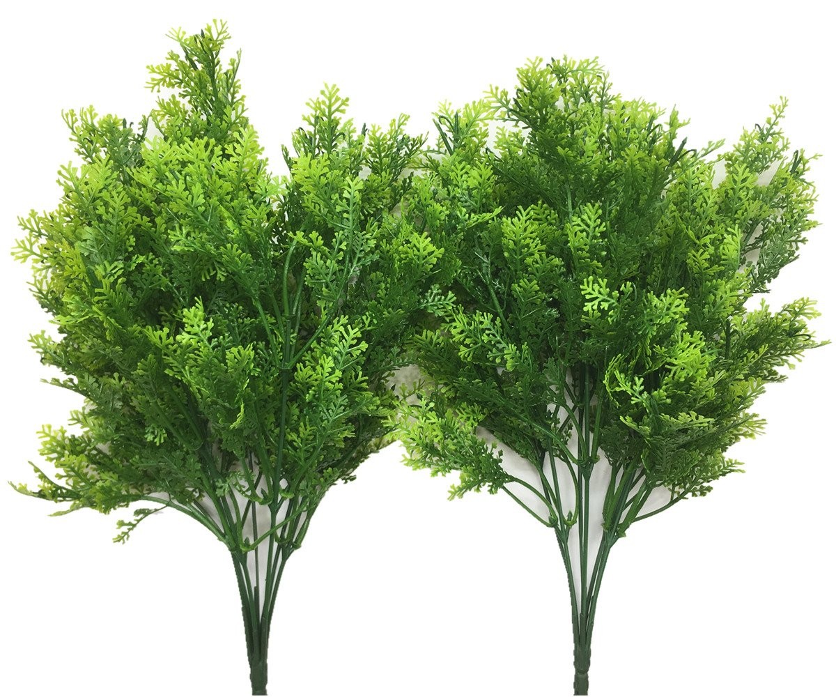 Artificial Shrubs Bushes, Plastic Fern Leaves Simulation Faux Fern Grass-4 Pcs