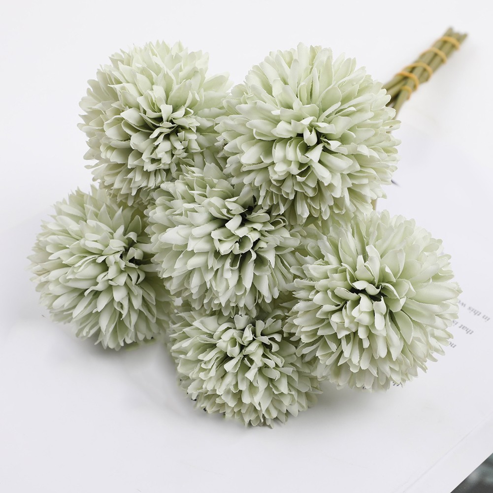 6pcs Artificial Chrysanthemum Ball Flowers Hydrangea Bouquet Presents Decor