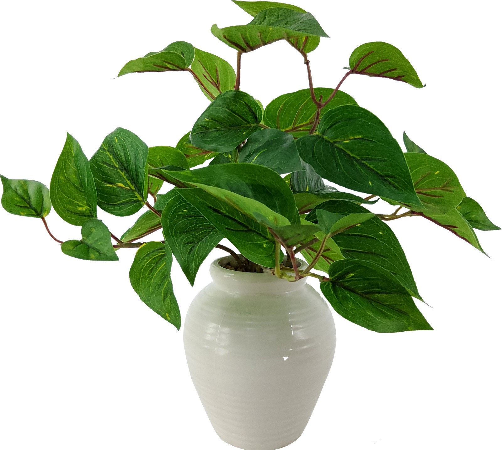 (4 pack) 11” Artificial Golden Pothos in White Color Ceramic Pot