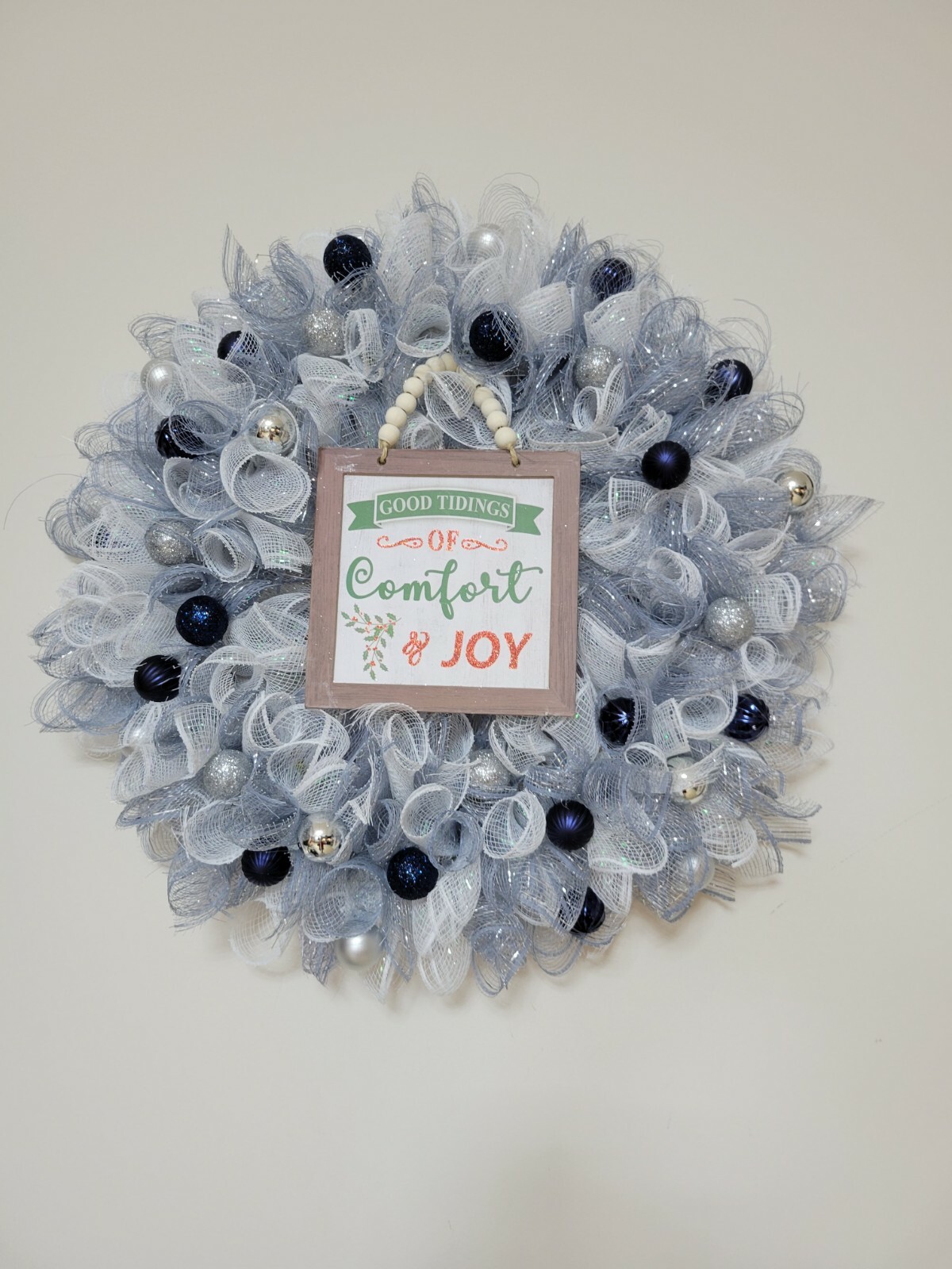 Christmas Joy Happy Holidays Mesh Front Door Wreath Wall Decoration Merry Christ