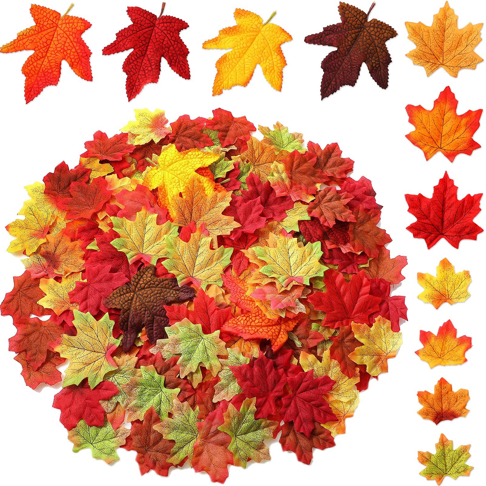 500 Pieces Fall Colors Fake Leaves Autumn Artificial Maple Thanksgiving DIY