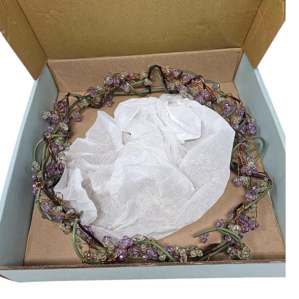 Partylite Dewdrop Candle Ring Wreath 8.5 Winter Holiday Decor In Box Beaded