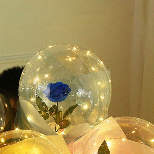 Valentine’s Day LED Light Balloon Blue Rose DIY Flower Bouquet Girlfriend Gift