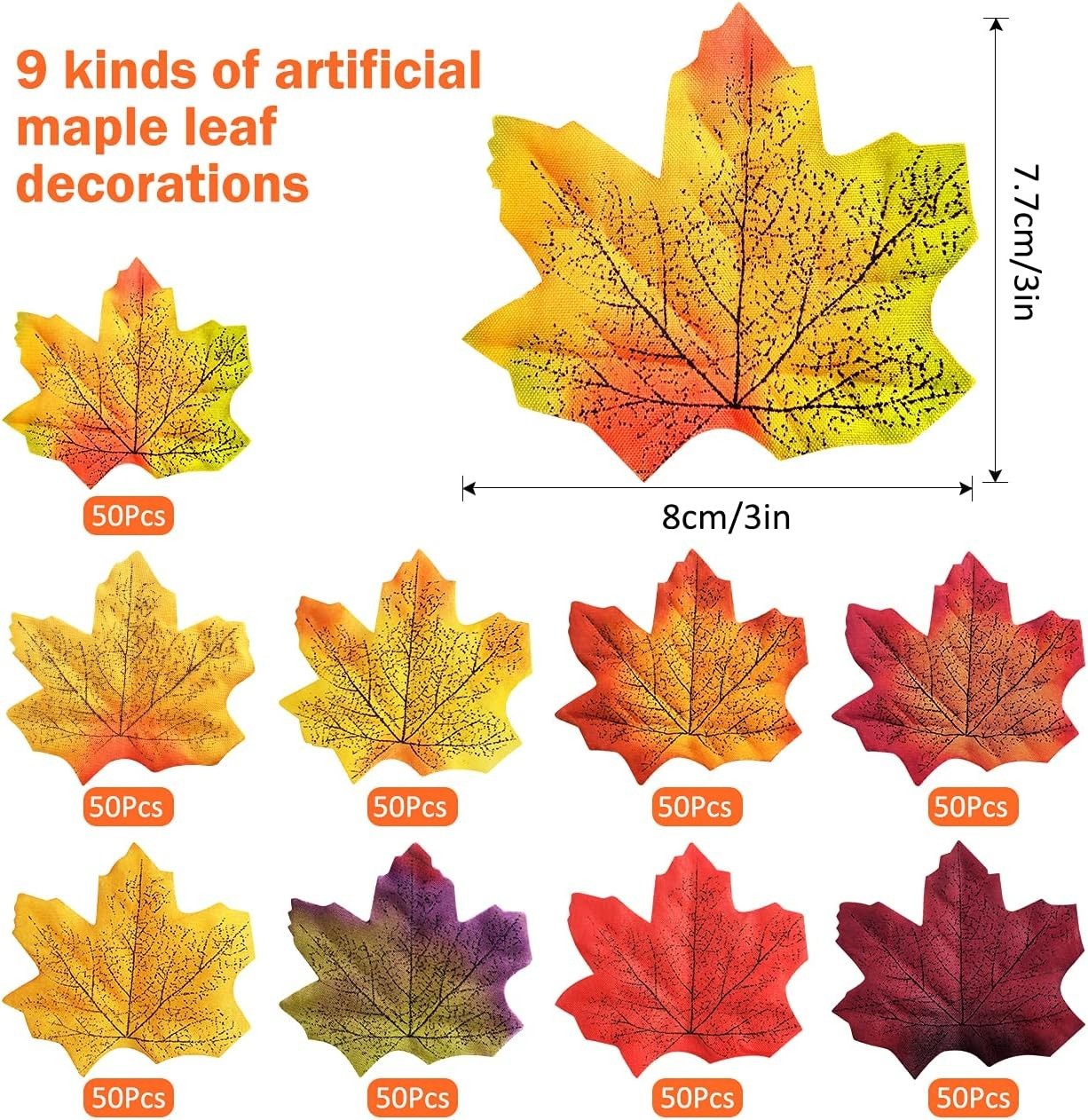 450 Pcs Artificial Fall Leaves Decoration,Fake Fall Leaves for Halloween Fall…