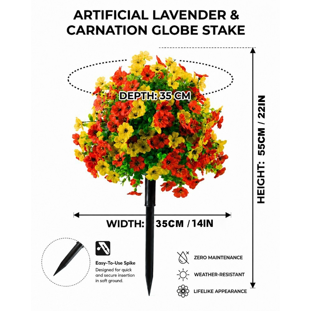 Vibrant Pansy Artificial Flower Stake Ground Spike Garden Backyard Ornament Gift