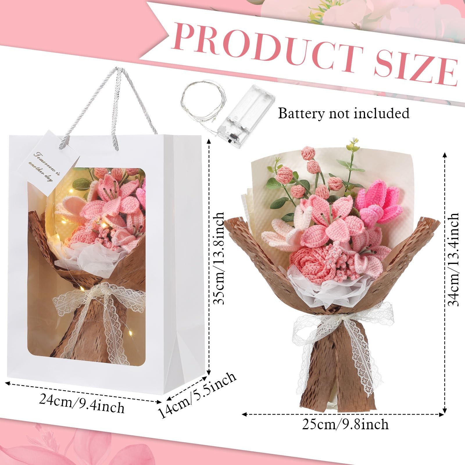 Juinte Graduation Crochet Flower Bouquet Gift Completed Handmade Knitted Bouq…