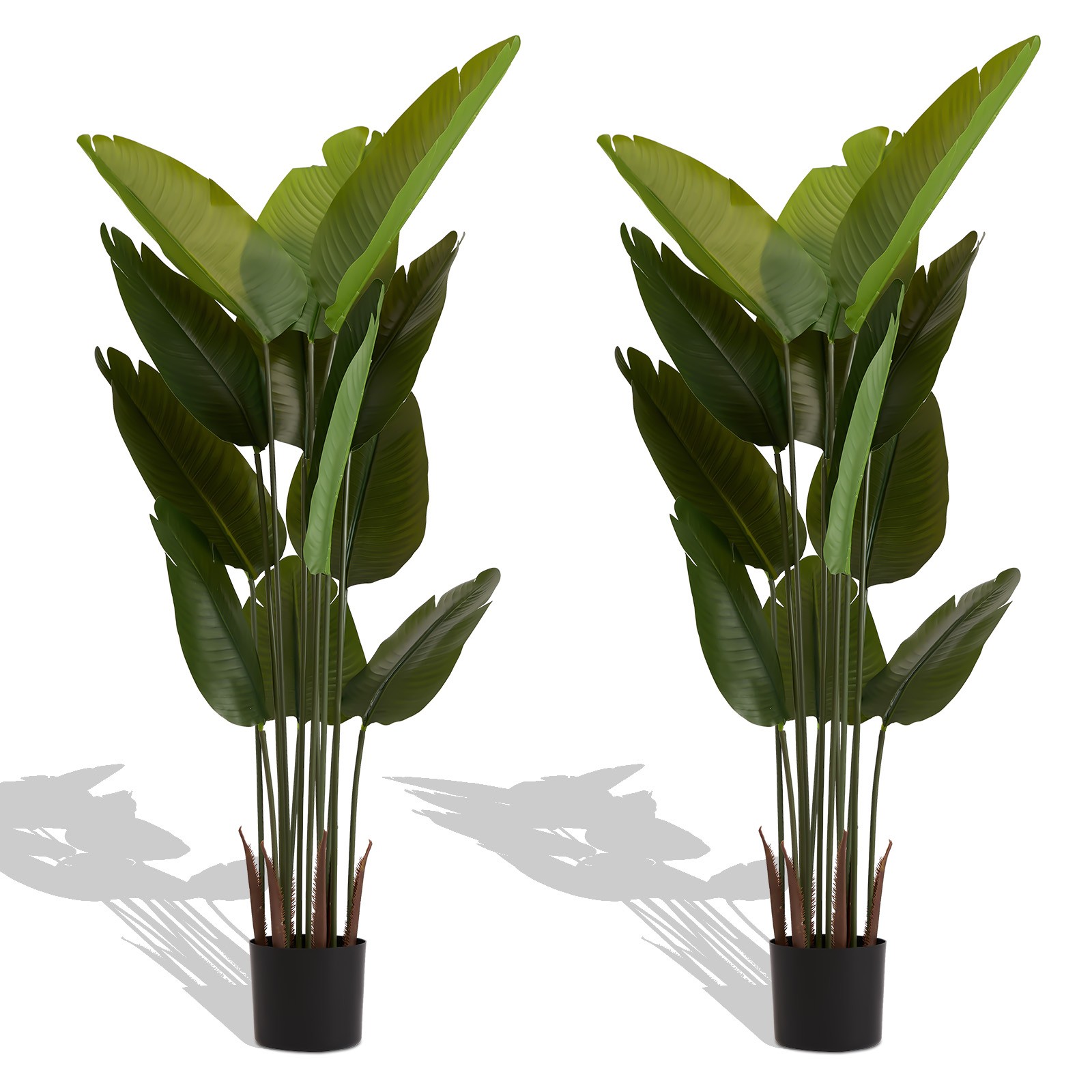 Artificial Bird of Paradise Plant, 5.2ft Faux Tropical Palm Tree in Pot
