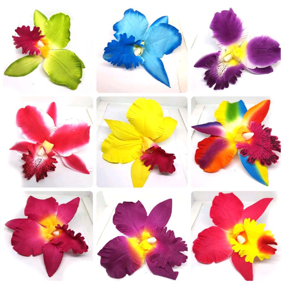 10pcs assorted orchid flower artificial flower head mix colors assorted size