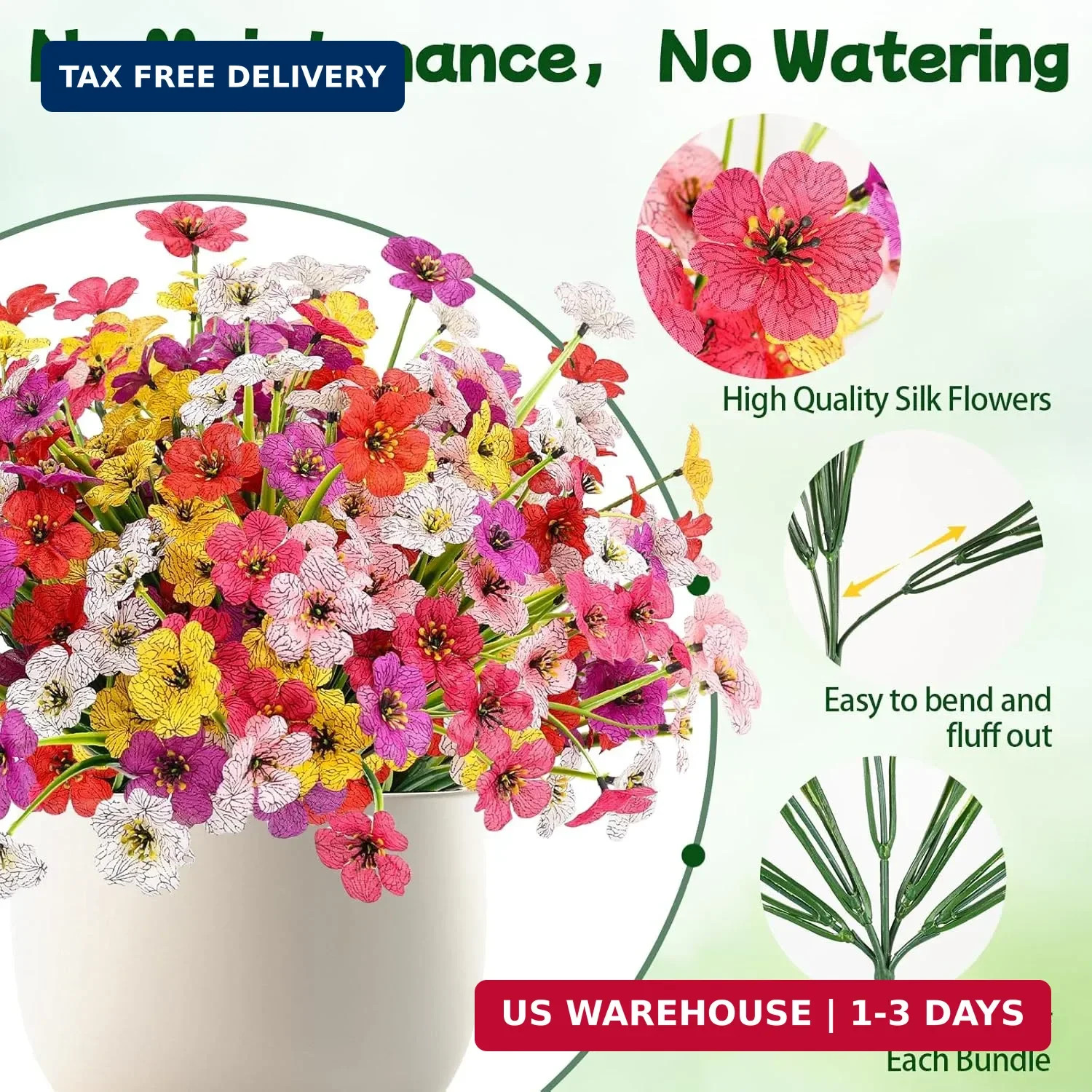 MACTING 12 Bundles Artificial Flowers for Outdoors UV Resistant Fake Flowers Fau