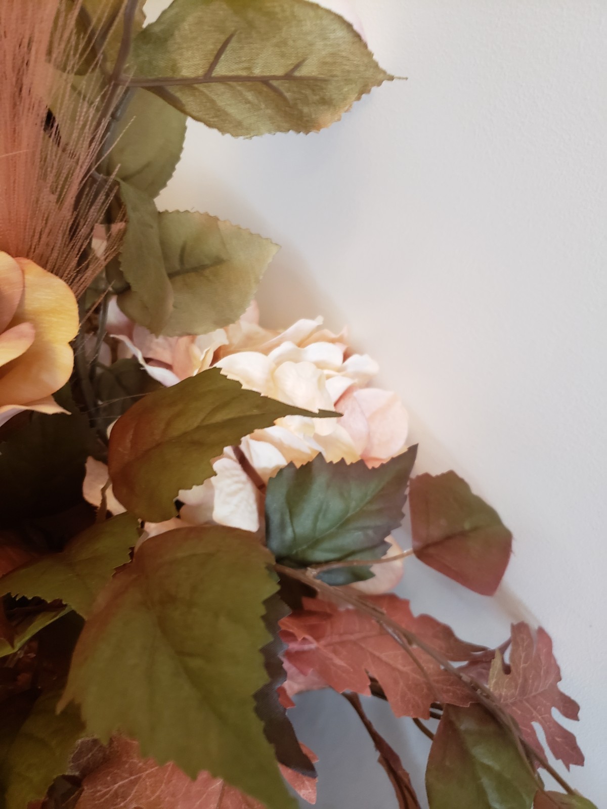 Pink Dried Look Hydrangea Centerpiece, Pampas Grass, Cream Pumpkins