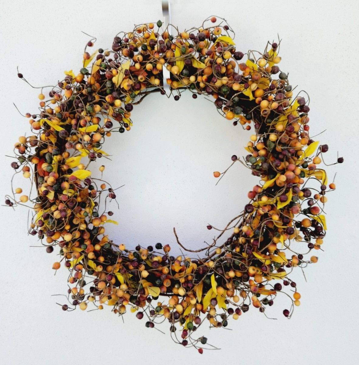 Primitive Rustic Fall BERRY WREATH Twig Base 18″ Across and 18″ Tall