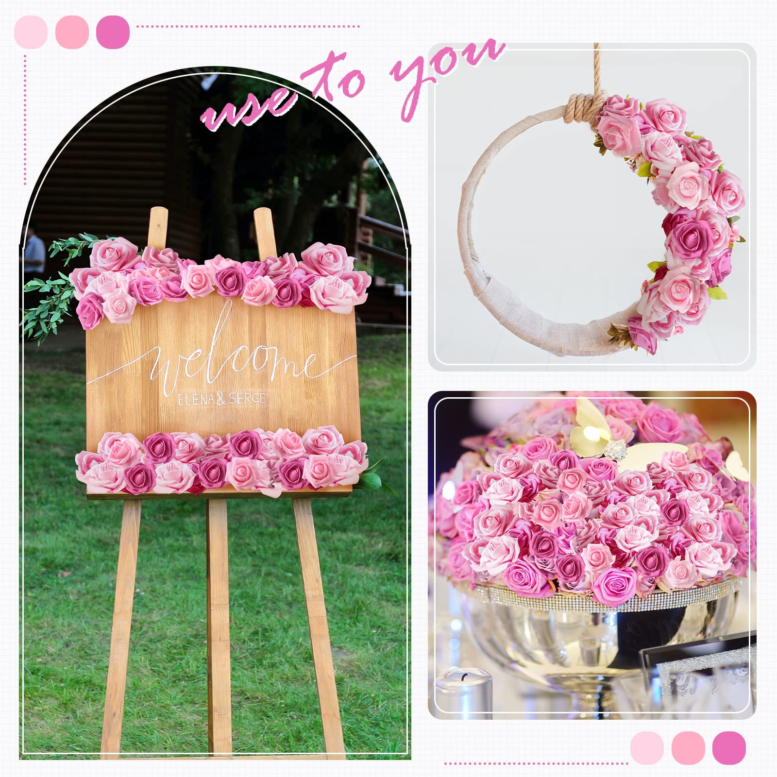 200 Pcs Artificial Rose Flower Heads Bulk Fake Foam Roses Mini Faux Flower fo…