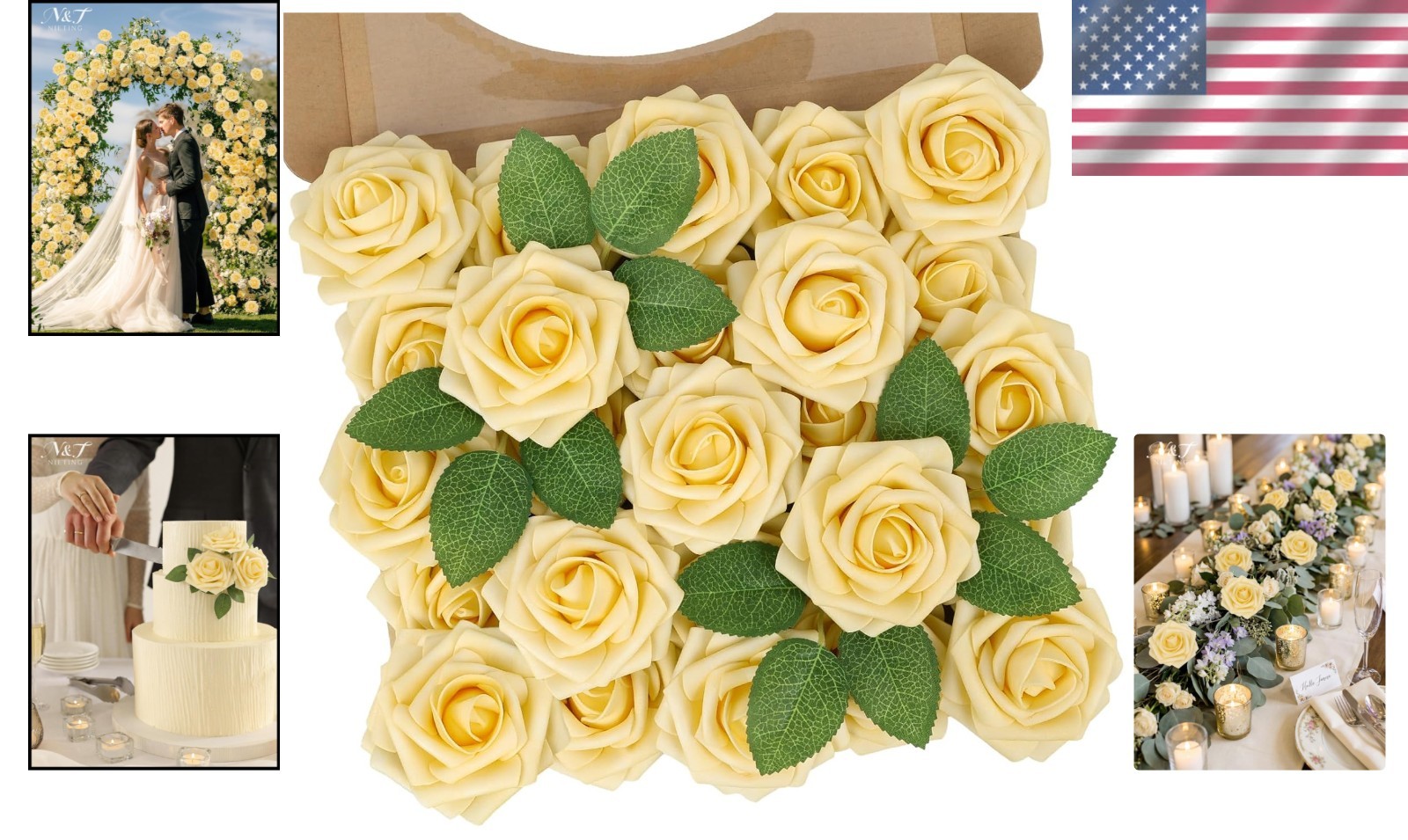 25Pcs Fake Flowers Goose Yellow Roses Perfect for Home and Event Arrangements