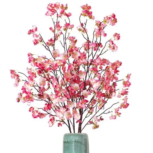 4 Pcs Artificial Cherry Blossom Flowers Bulk Silk Faux Flowers Real Touch Bou…