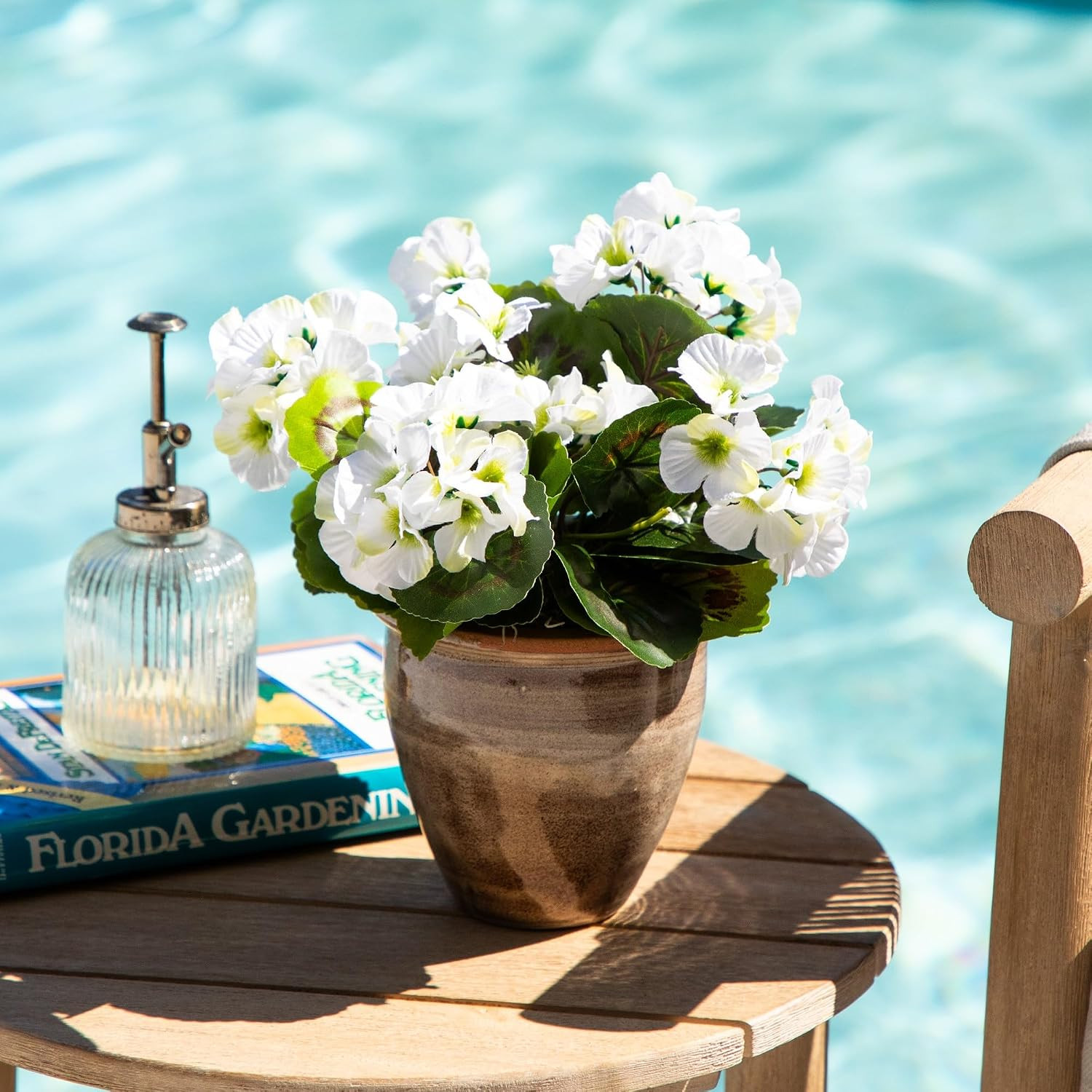 11″ UV Resistant Artificial Geranium in Stylish Ceramic Planter for Any Space