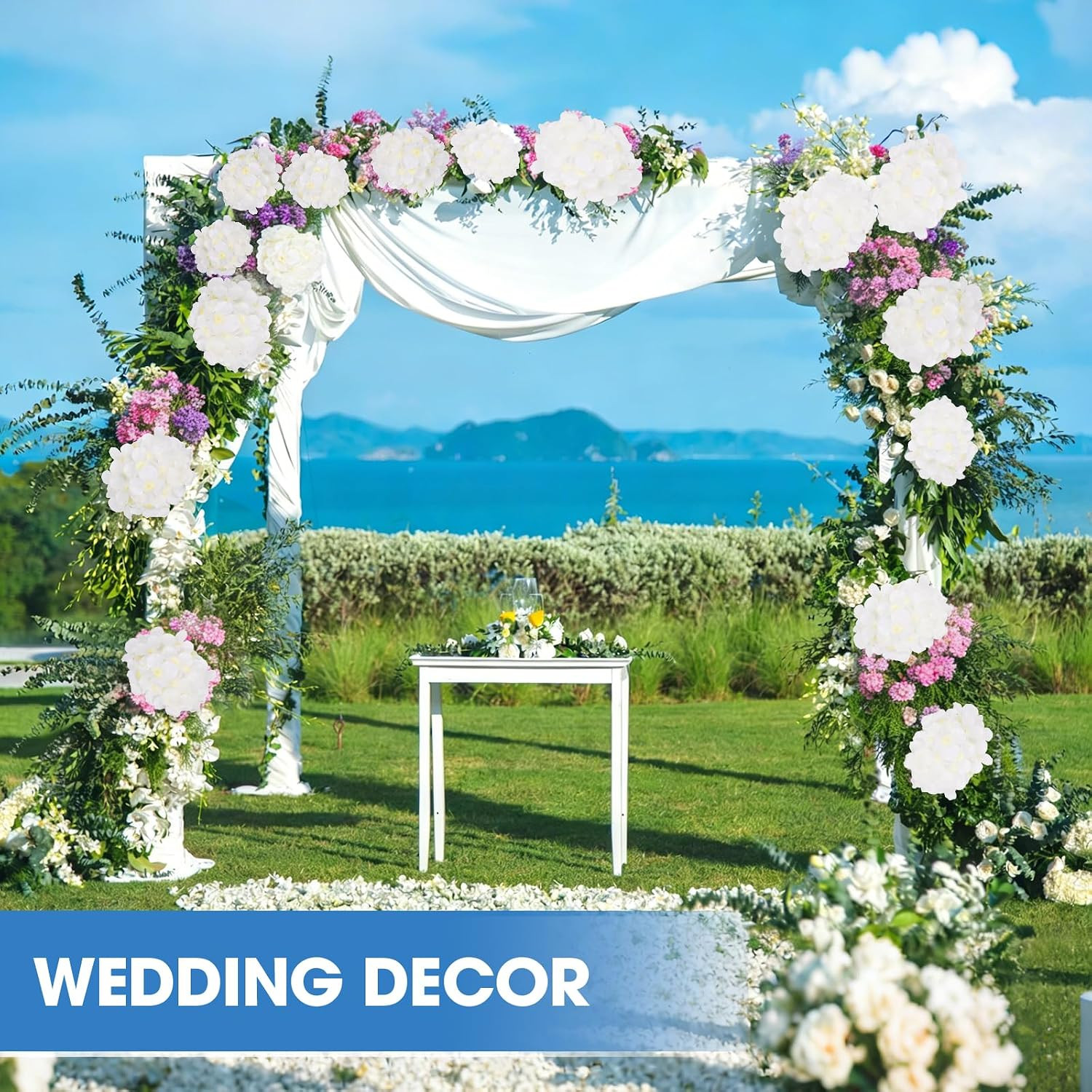 210PCS Hydrangea Artificial Flowers Silk Fake Flowers with Stems for Mother’S Da