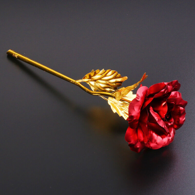 24k Gold Plated Golden Rose Flowers Anniversary Mothers Day Girlfriend Gift