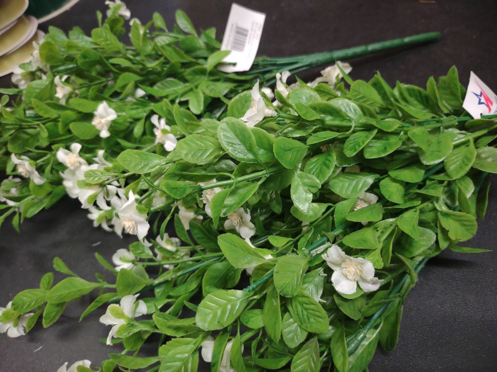 Set of 2: White Silk Mini Daisy Bush, “Jacob’s Ladder” Miniature Flower Blooms