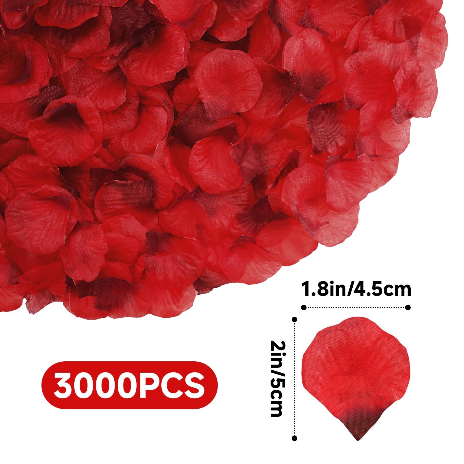 3000Pcs Dark-Red Rose Petals – Artificial Faux Flowers Fake Rose Petals for W…
