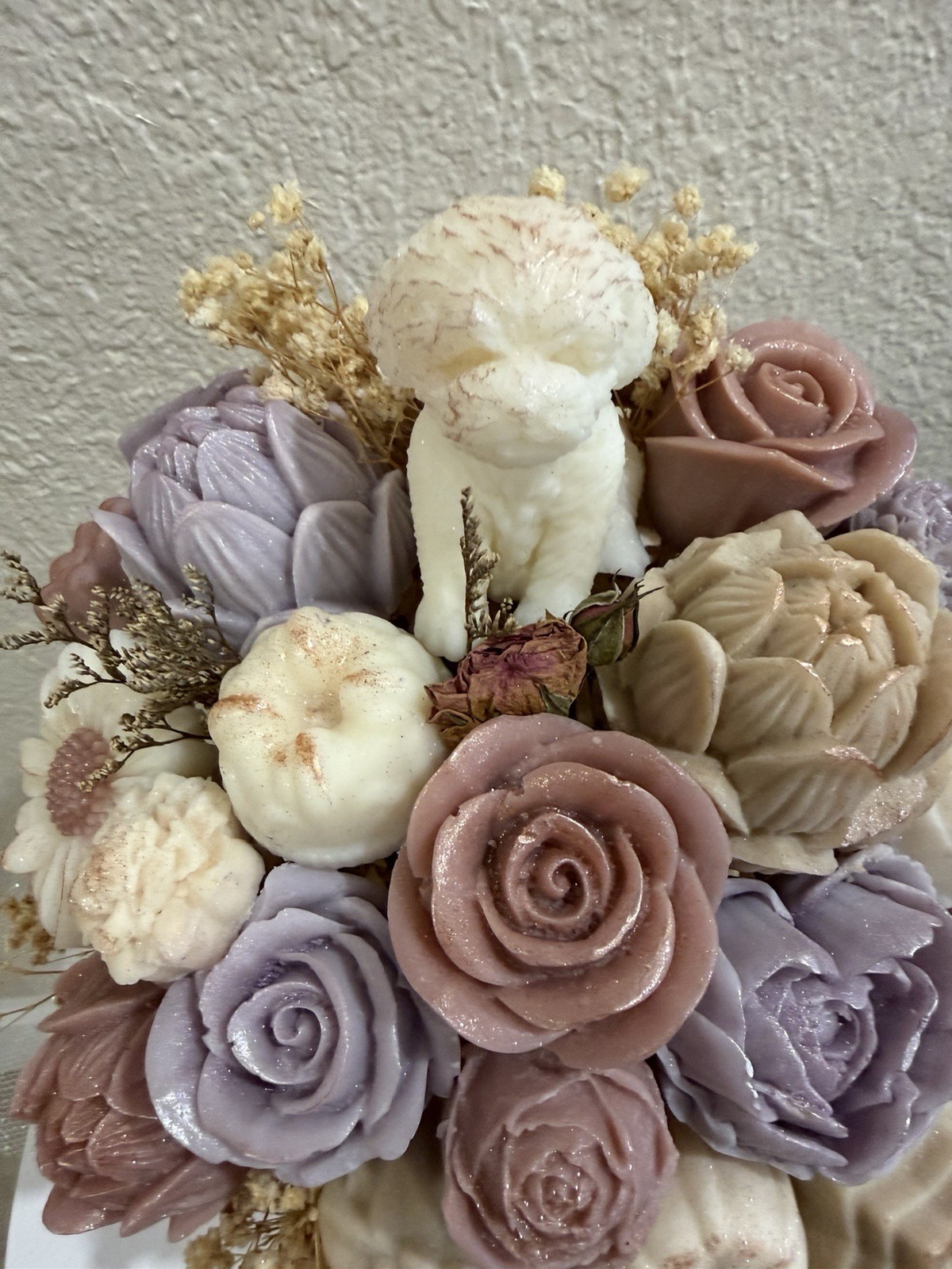 Handmade Wax Floral Arrangement Pastel Colors Decorative Centerpiece 13” 4 lbs