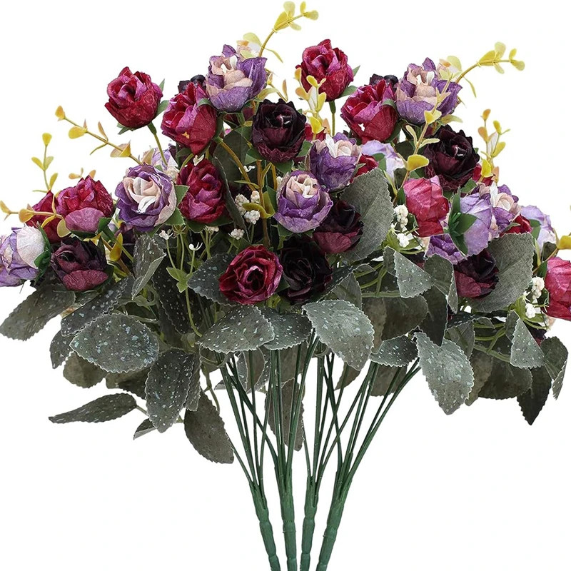 2PCS Artificial Silk Rose Flowers Bouquet Plastic Plants Home Wedding Party Deco