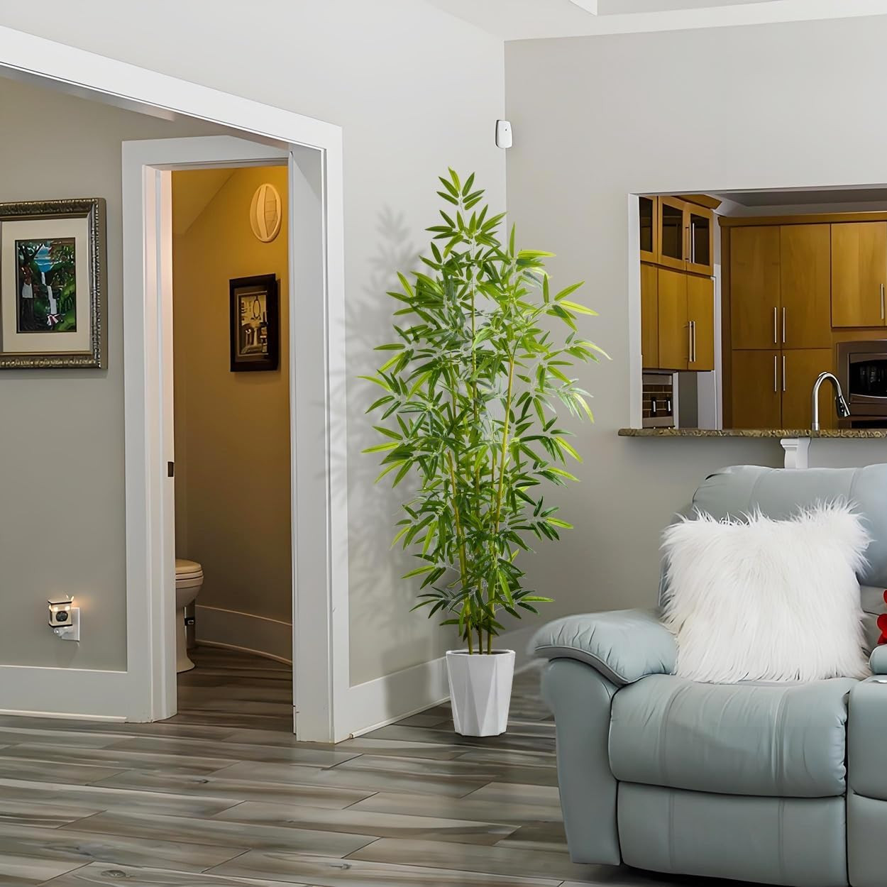 7Ft Faux Bamboo Tree with White Planter for Home & Office Décor