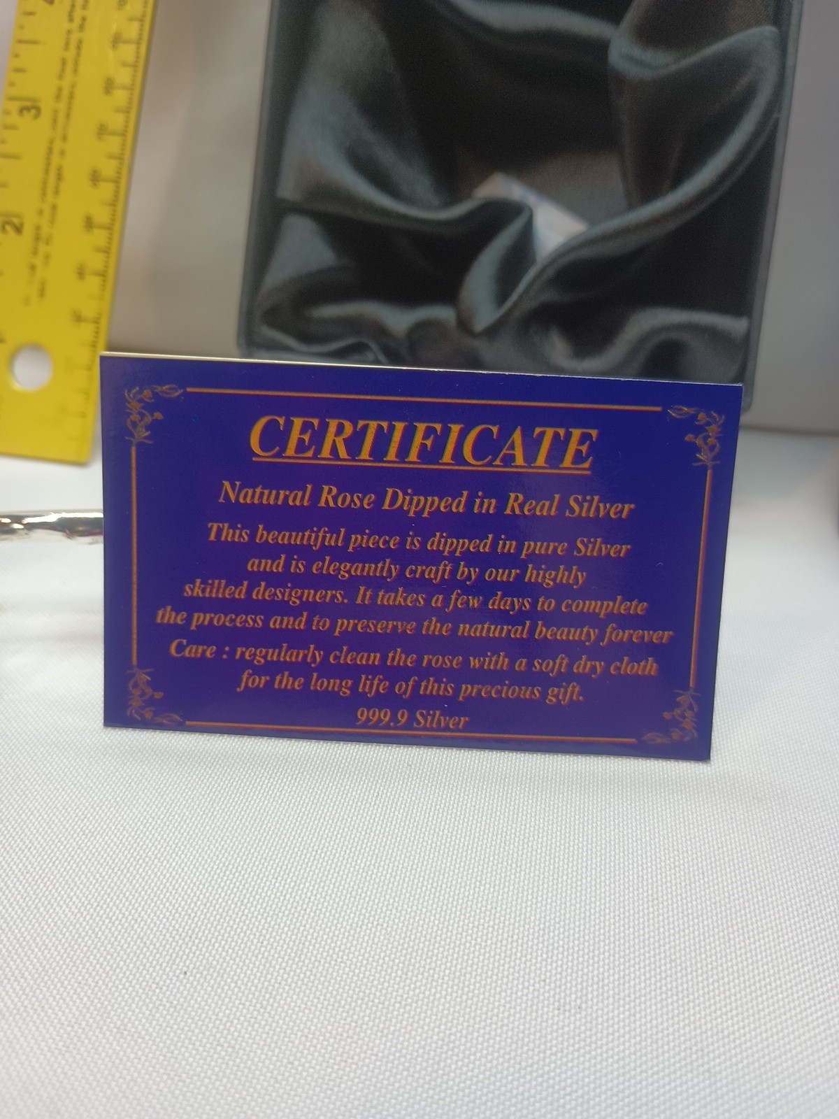 Genuine Silver Dipped Rose – Stem Petals and Leaves 12″