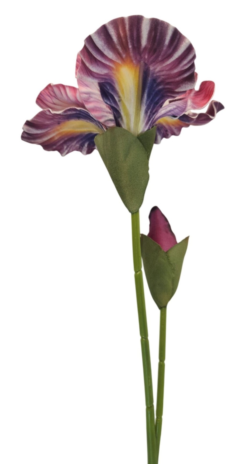 Blush Pink and Plum Purple Real Touch Iris Stems Set of 2 21 Inch Faux Flowers f