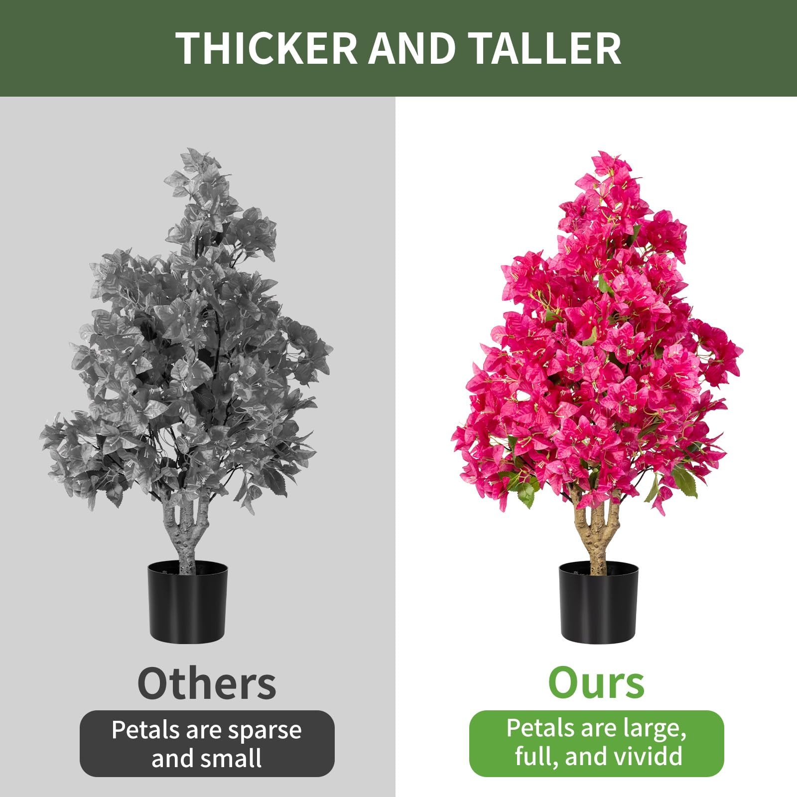 2Pack Artificial Bougainvillea Tree, Faux Silk Floral Tree Bougainvillea Plan…