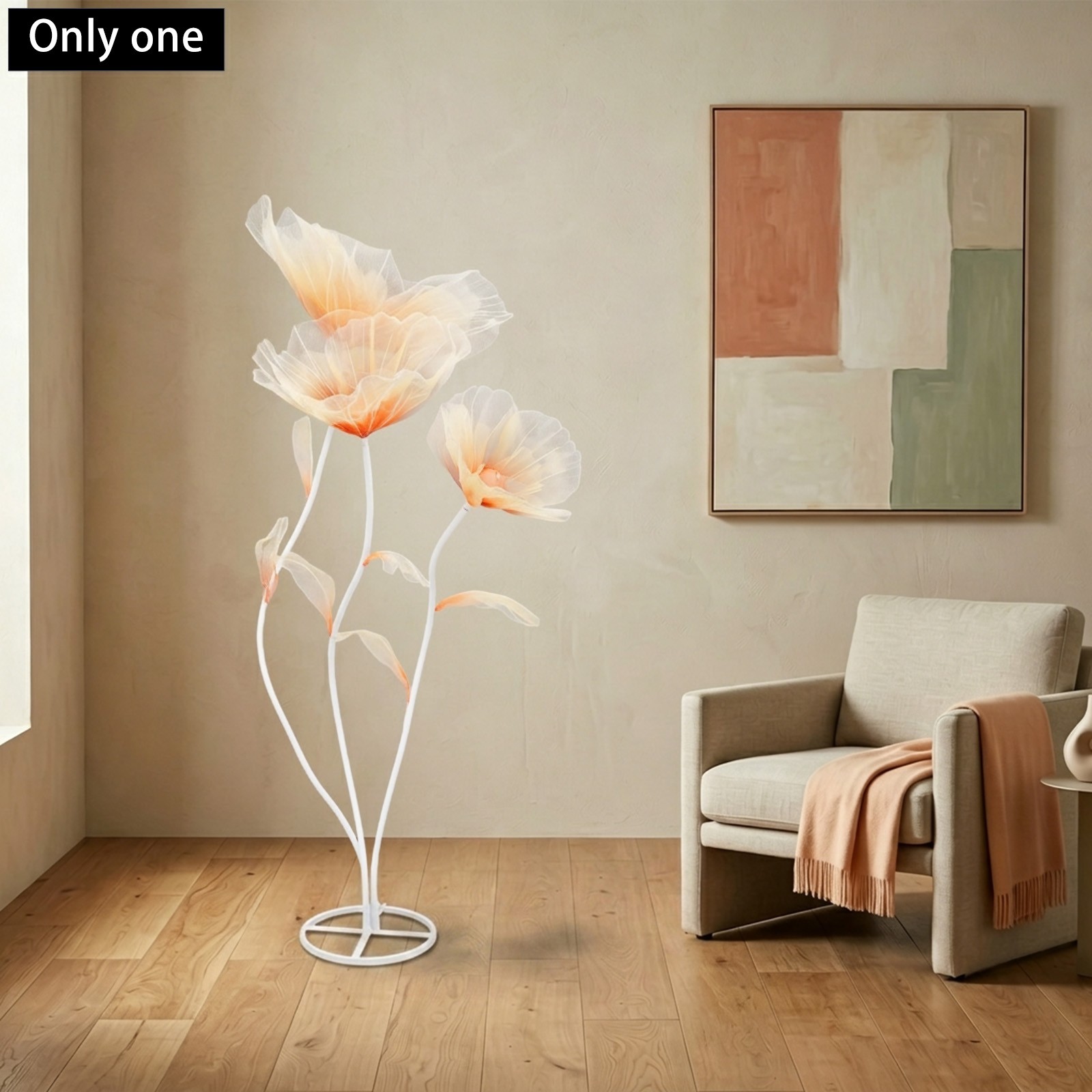 3-Head Giant Artificial Flower Decor,Floor Standing Adjustable Artificial Flower
