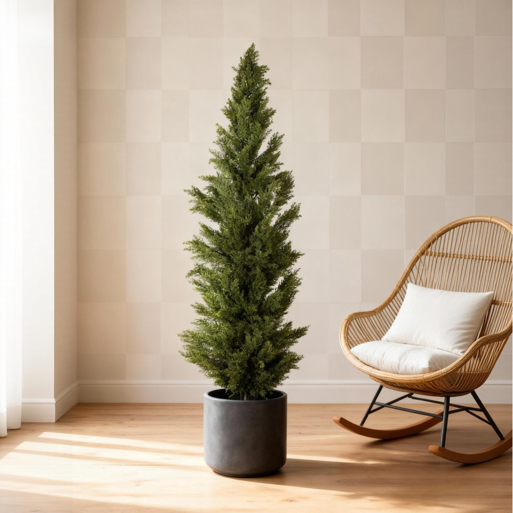 5FT artificial cypress tree realistic indoor and outdoor fake pruning plant