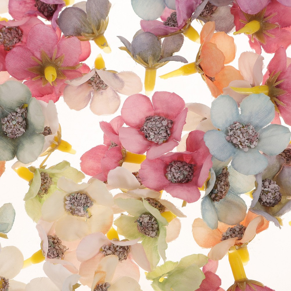 100 Pcs Mini Colored Daisy Fake Flower Flowers Heads For Crafts Baby Artificial