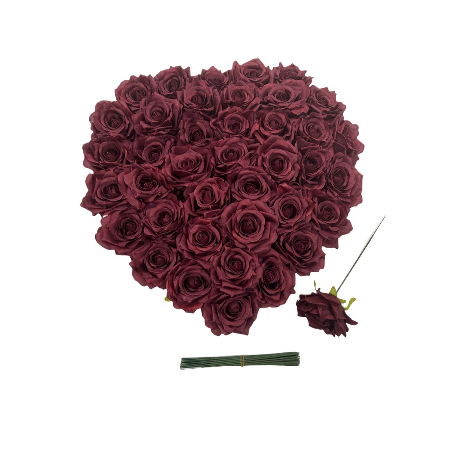 Fake Flower Heads 36 PCS 3.8 inch Burgundy Silk Rose for DIY Crafts Decor