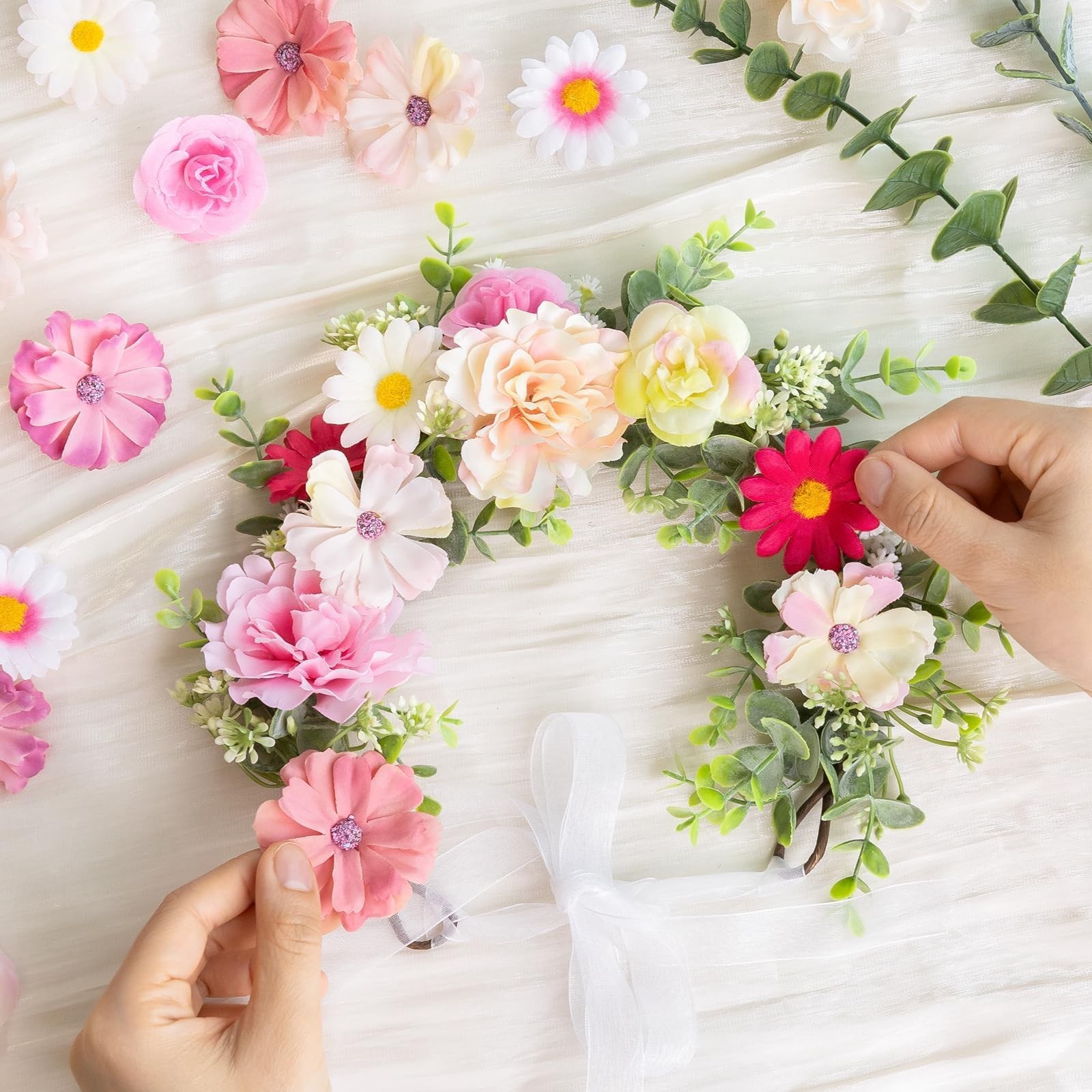 310 PCS Pink Mini Fake Flower Heads Artificial Silk Daisy Buds DIY Crafting