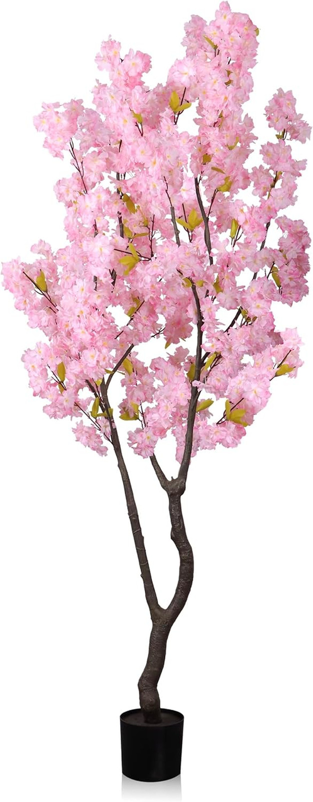 6.56Ft Tall Pink Artificial Cherry Blossom Tree Decor, Fake Silk Flower Plant In