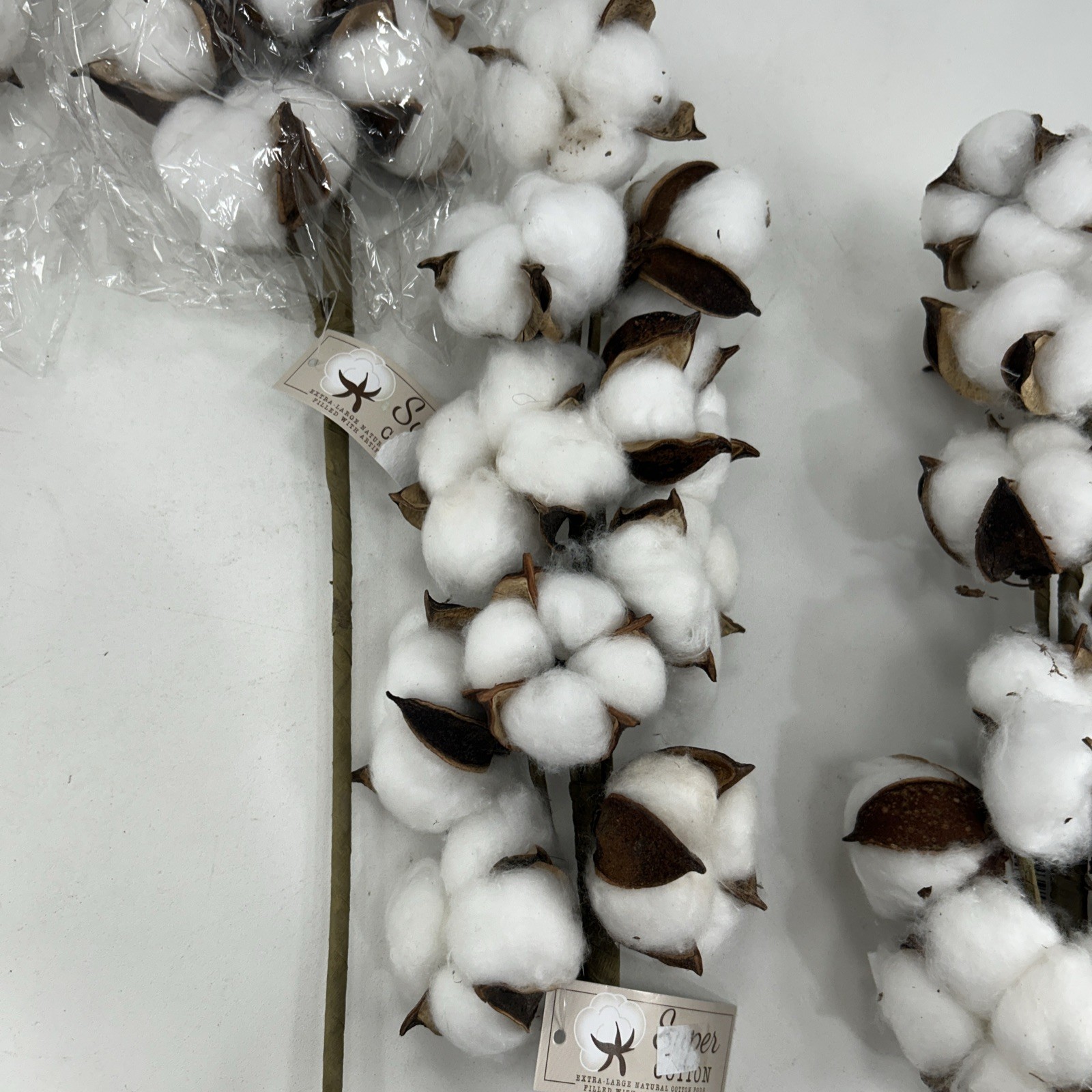 Cotton Stem 20″ Spray Pick Branch Farmhouse Country Home Decor Lot of 5