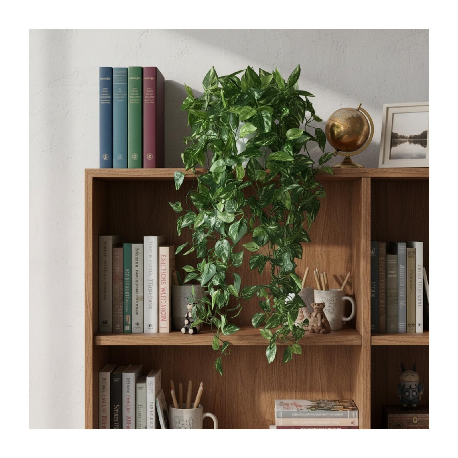 35.5″ Artificial Pothos Ivy Plants Set of 2 with Pots, Fake Hanging Greenery …