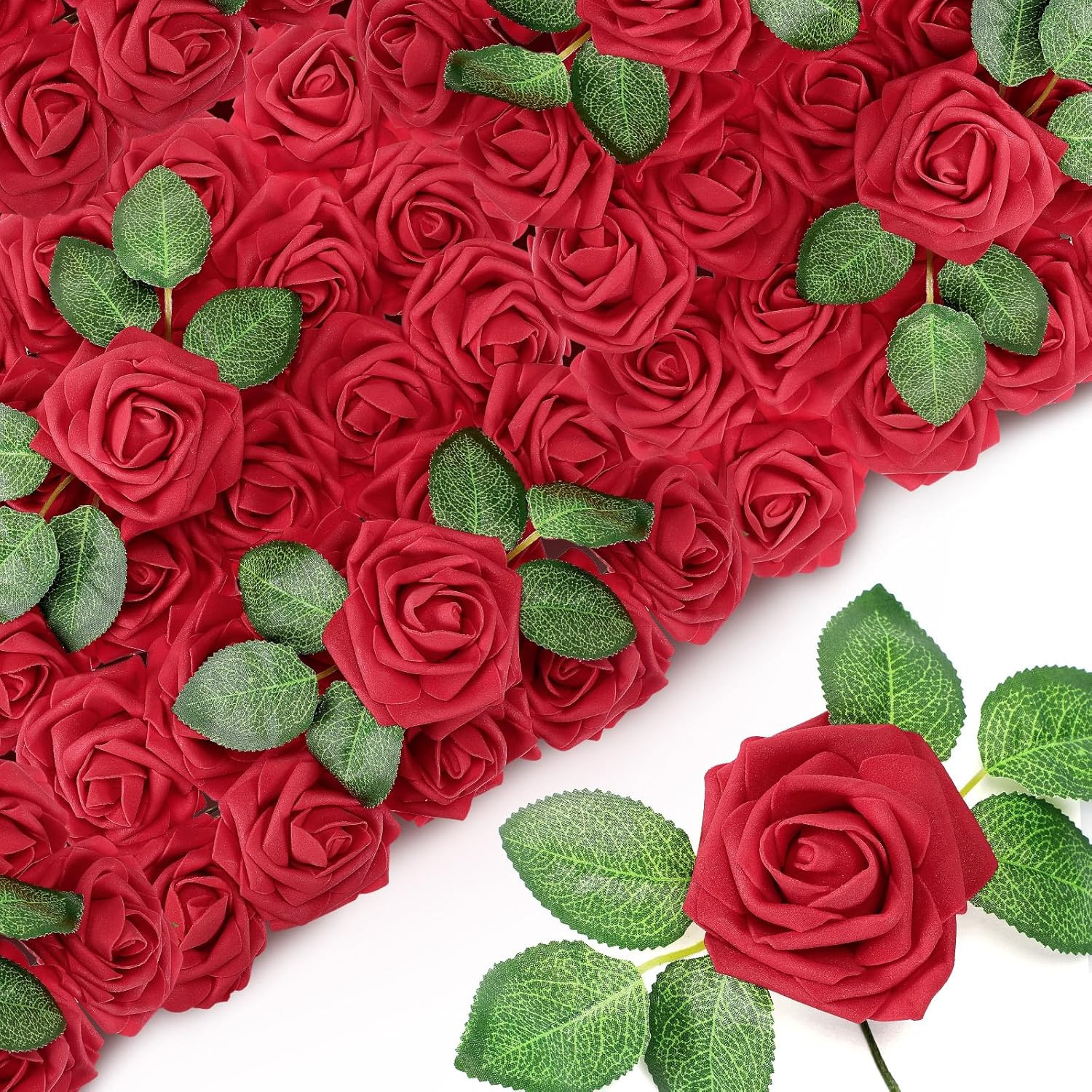 250 Pcs Burgundy Artificial Roses for Wedding, Party & Home Decor