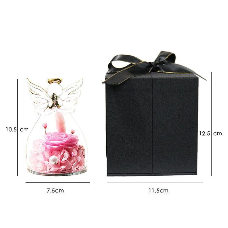 Angel Rose in Glass Preserved Real Rose in Glass Angel Figurine Birthday Gift