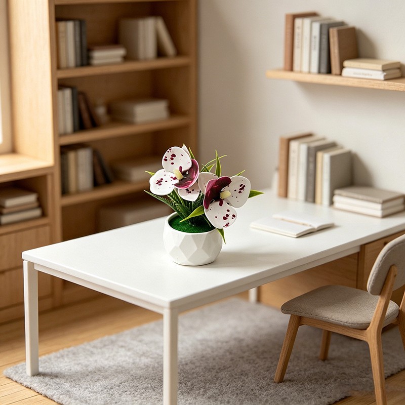 Miniature Orchid Fake Plant with Natural Look for Living Room Bedroom Decor