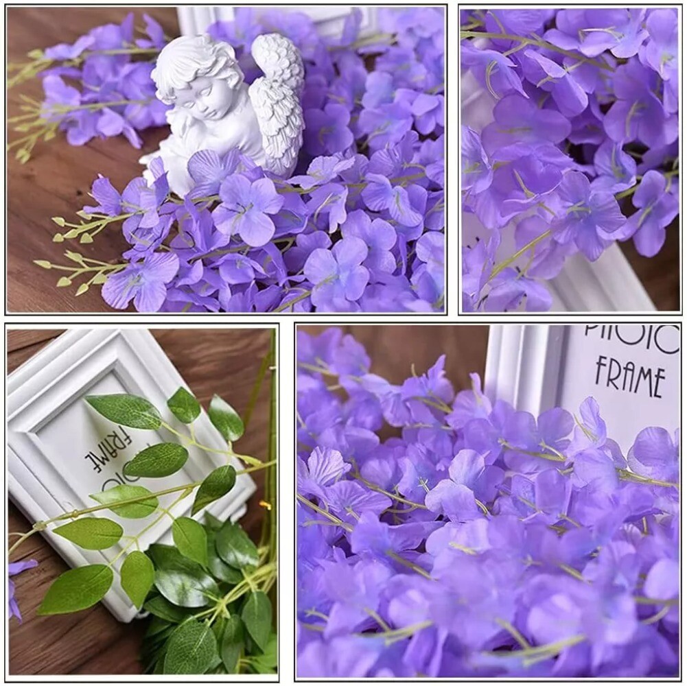 12PCS Artificial Fake Wisteria Vine Ratta Hanging Garland Silk Flowers Decor