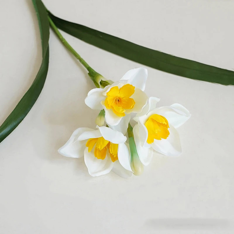 3/5/10Pcs Artificial Daffodils Flowers White Narcissus Spring Flower Fake Silk F