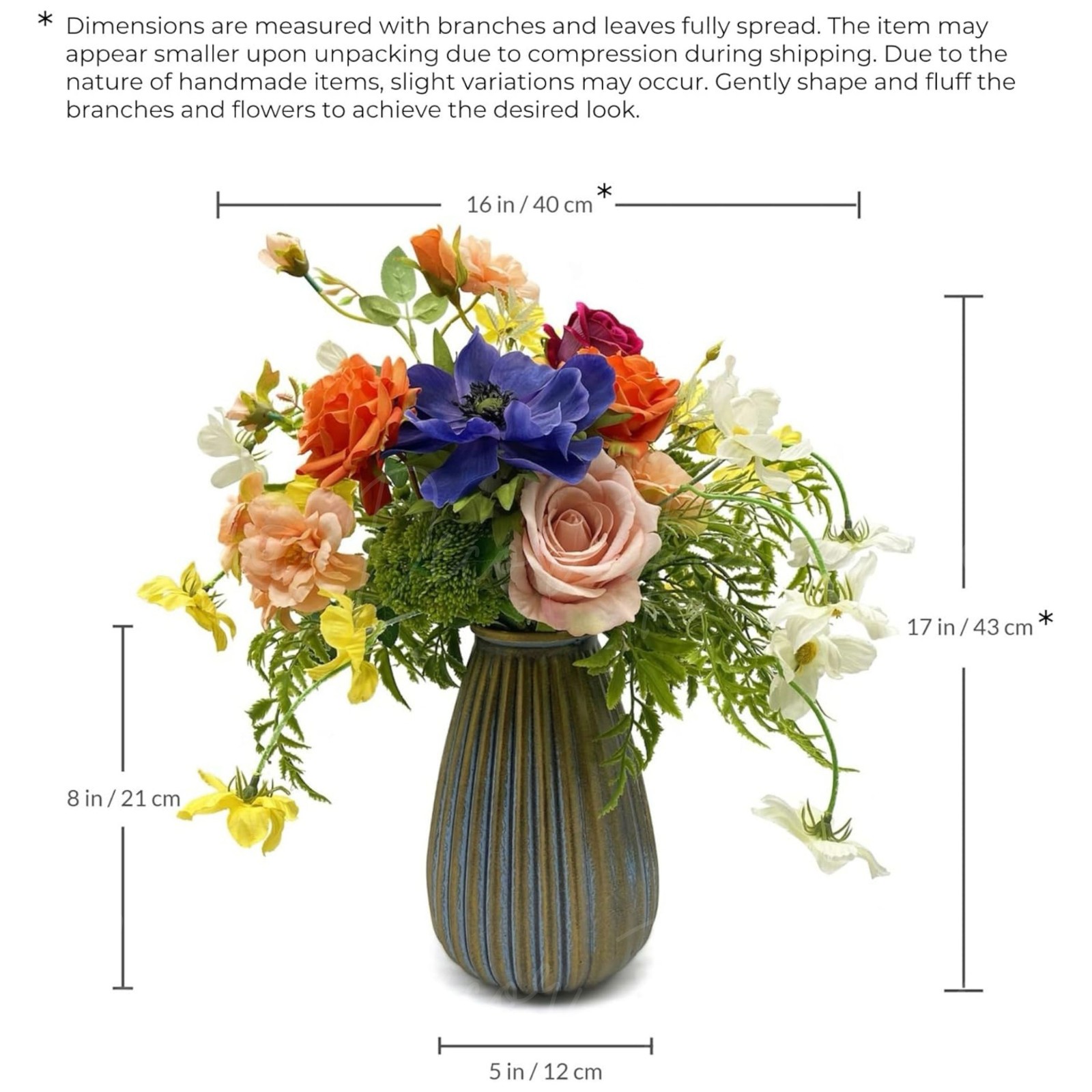 Artificial Spring Floral Flower Arrangement Ceramic Vase Centerpiece Home Decor