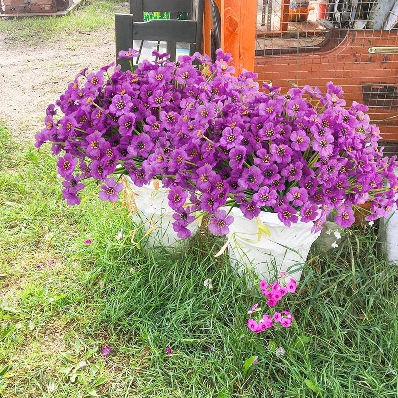 UV Resistant Artificial Flowers 72 Bundles Fake Violet Garden Decor Easy Care US