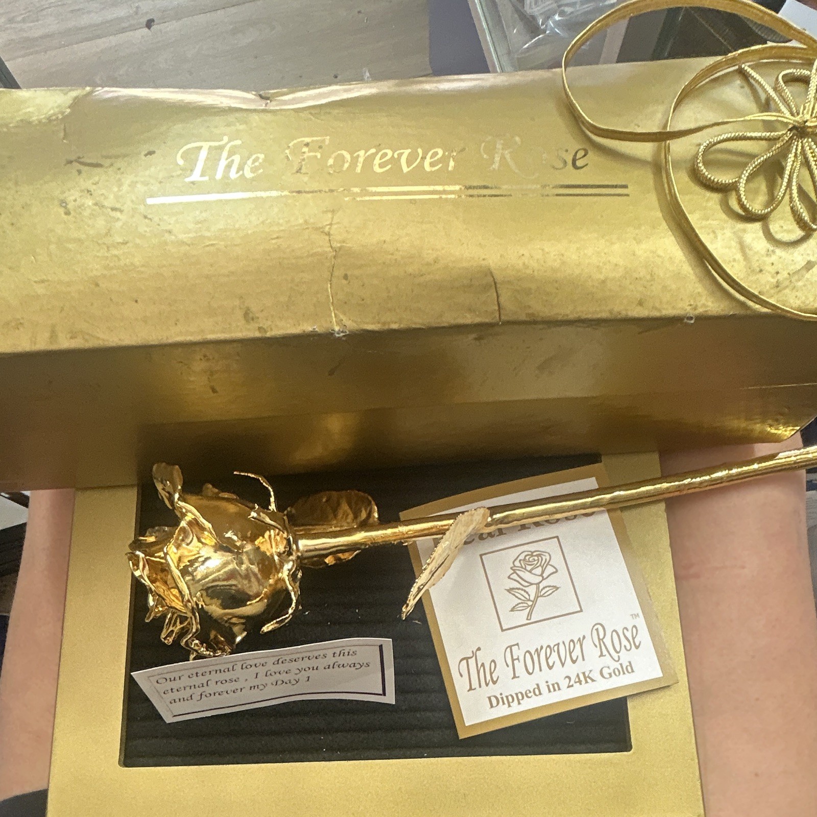 The Forever Rose 24K Gold Dipped Real Rose Single Stem Metal Flower, Gold