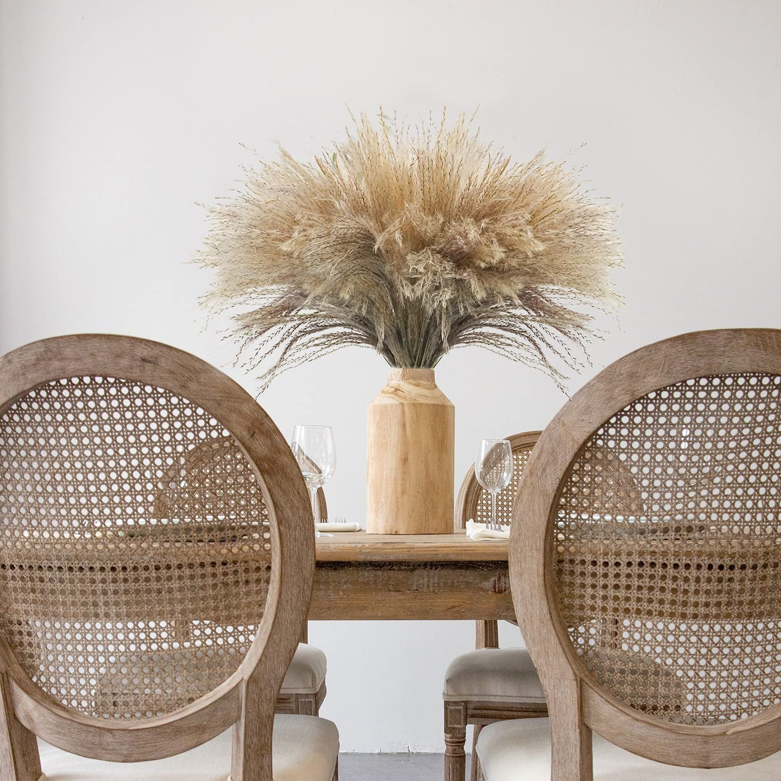 100Pcs Natural Dried Pampas Grass Plume 17inch Tall Dried Flowers Large Faux …