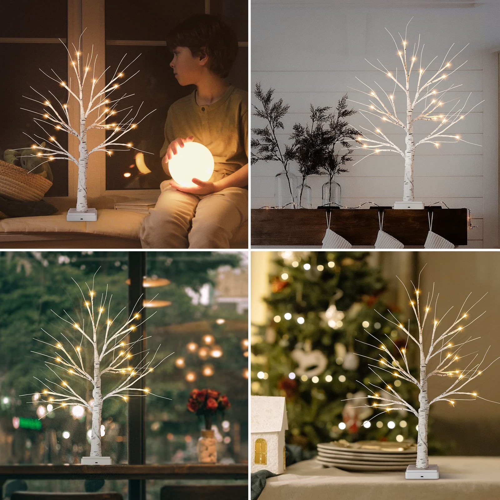 Woohaha Birch Tree Easter Decorations Indoor for Home,2ft 1ft 8in, Warm White