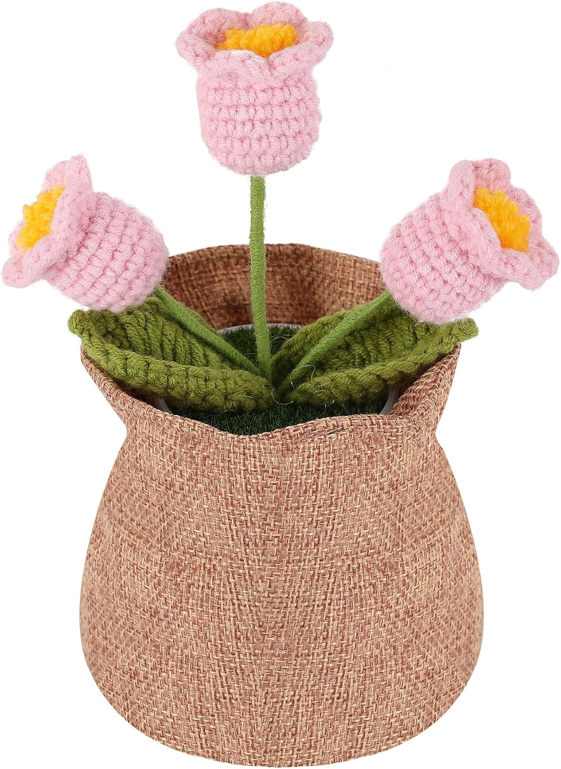 Crochet Flower Plant Gift, Blue Forget Me Not Desk Decor for Women | Crochet Flo